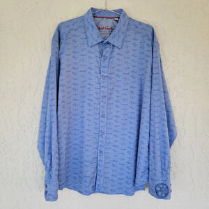 Robert Graham Button-down Shirt Long Sleeve Novelty Print Blue Men 3XL